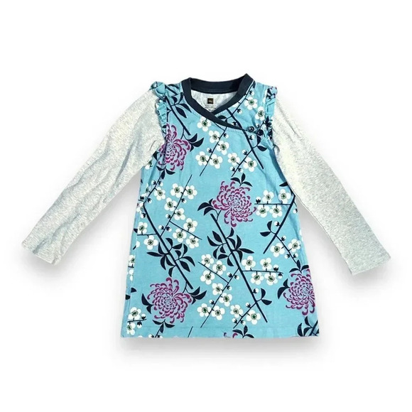 Tea Collection | Faux Layered Wrap Neck Dress (4) - Picture 1 of 6